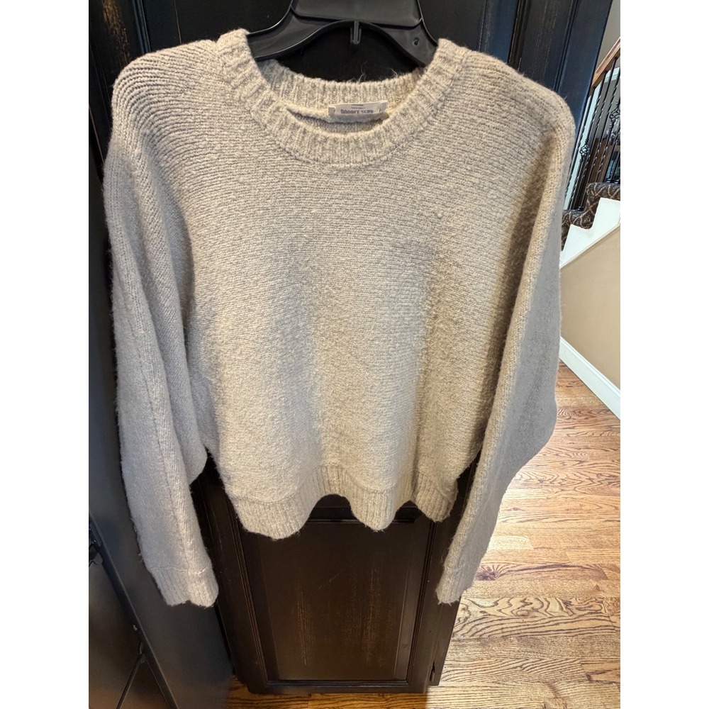 Double Zero Oatmeal Beige Boucle Knit Crewneck Sweater Small DZ20H247